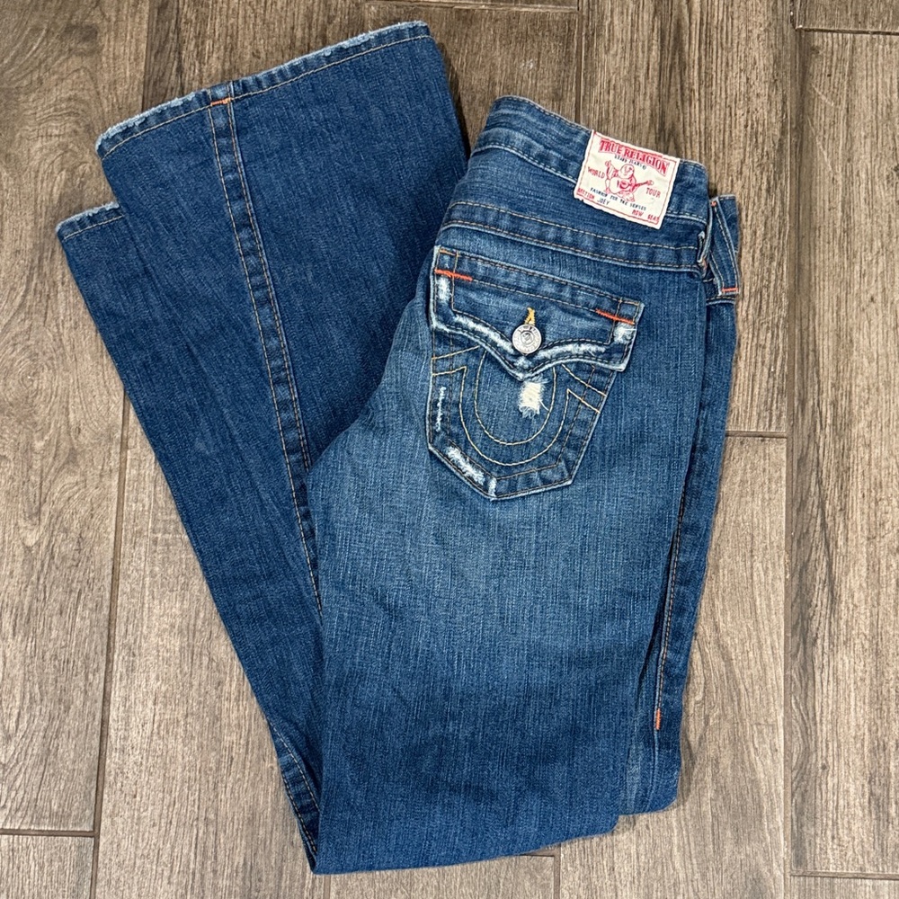 True Religion Joey low-rise distressed flare jeans